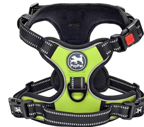 PoyPet No Pull Dog Harness, No Choke Front Clip Dog Reflective Harness, Adjustable Soft Padded Pet Vest with Easy Control Handle