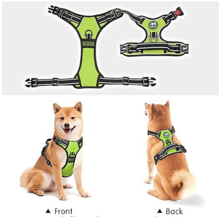 PoyPet No Pull Dog Harness, No Choke Front Clip Dog Reflective Harness, Adjustable Soft Padded Pet Vest with Easy Control Handle