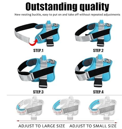 Bolux Dog Harness, No-Pull Reflective Dog Vest, Breathable Adjustable Pet Harness with Handle for Outdoor Walking - No More Pulling, Tugging or Choking (Oceanic Blue, Large (Pack of 1))