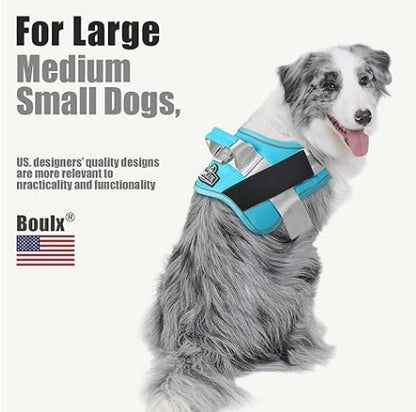 Bolux Dog Harness, No-Pull Reflective Dog Vest, Breathable Adjustable Pet Harness with Handle for Outdoor Walking - No More Pulling, Tugging or Choking (Oceanic Blue, Large (Pack of 1))