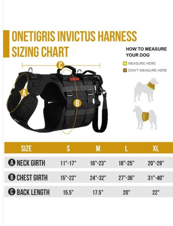 INVICTUS Extra- Large Tactical Support Harness OneTigris Multifunctional Mobility Assistance Vest With Grab Handles| Pet Lifting Rehabilitation Gear | Rear Leg Support Straps