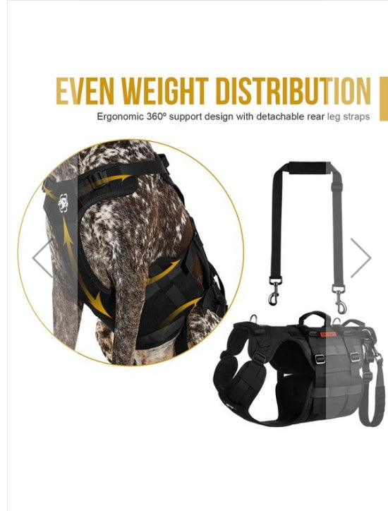 INVICTUS Extra- Large Tactical Support Harness OneTigris Multifunctional Mobility Assistance Vest With Grab Handles| Pet Lifting Rehabilitation Gear | Rear Leg Support Straps