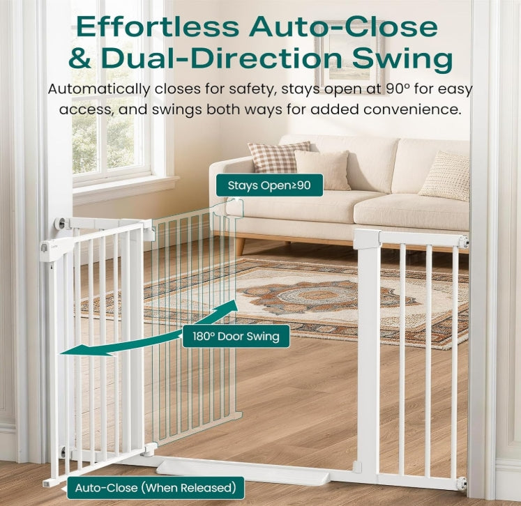 Cumbor 30-46" Baby Gate for Stairs, Auto Close Dog Gate for Doorways