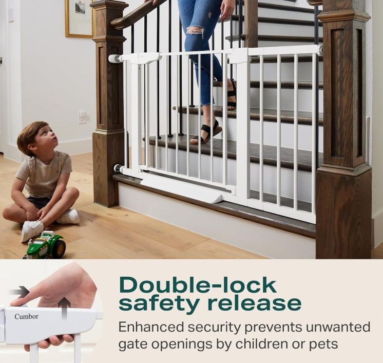 Cumbor 30-46" Baby Gate for Stairs, Auto Close Dog Gate for Doorways