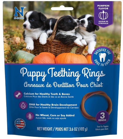 N-Bone Puppy Teething Ring Pumpkin Flavor, 3.6 Oz, 3 Rings
