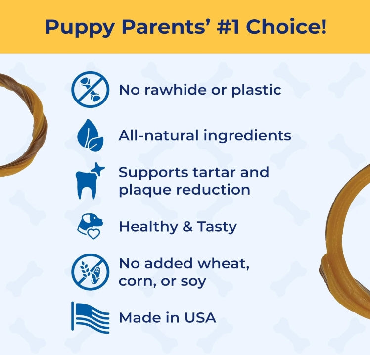 N-Bone Puppy Teething Rings Peanut Butter Flavor Dog Treat, 6 Count Bag, 7.2-oz