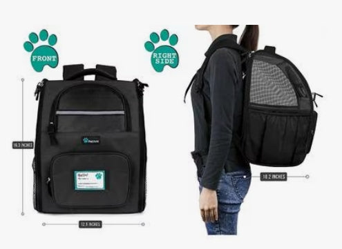 PetAmi Deluxe Backpack Dog & Cat Carrier, Black